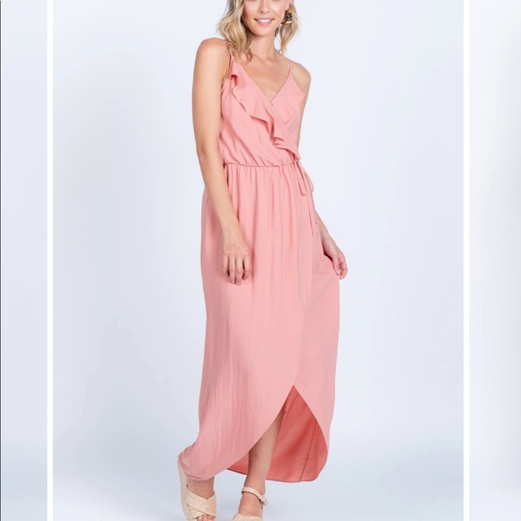 Evenly- dream big mauve ruffle midi wrap dress - Picture 5 of 5